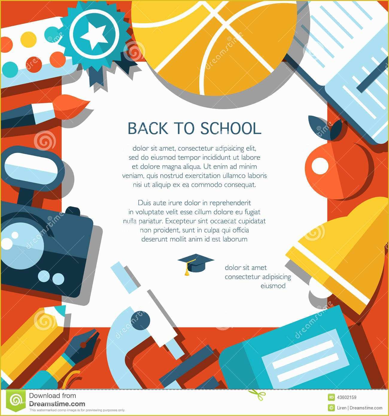 School Photo Templates Free Of Vector School Flat Design Flyer Template Stock Vector