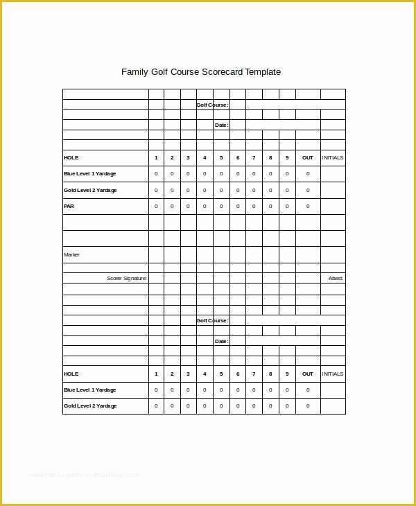 Scorecard Excel Template Free Of 10 Golf Scorecard Templates Pdf Word Excel