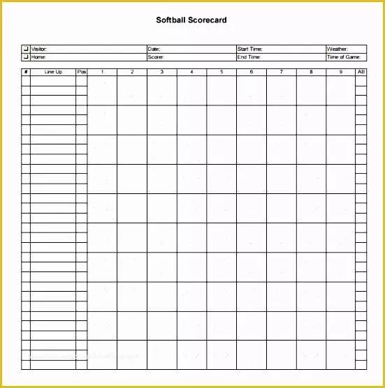 Scorecard Excel Template Free Of 7 Printable Baseball Scorecard Template Sampletemplatess