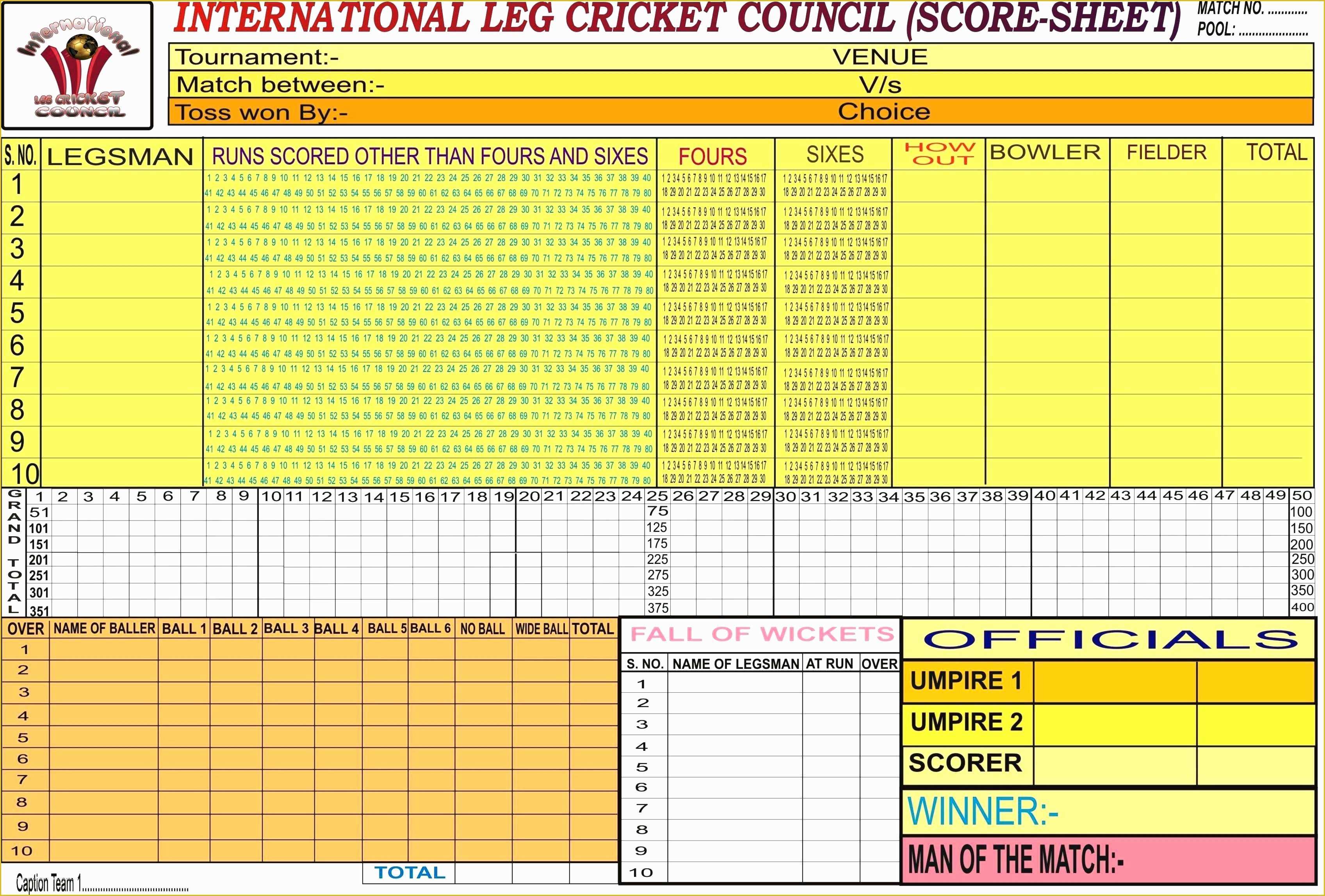 Scorecard Excel Template Free Of Printable Baseball Scorecard Template