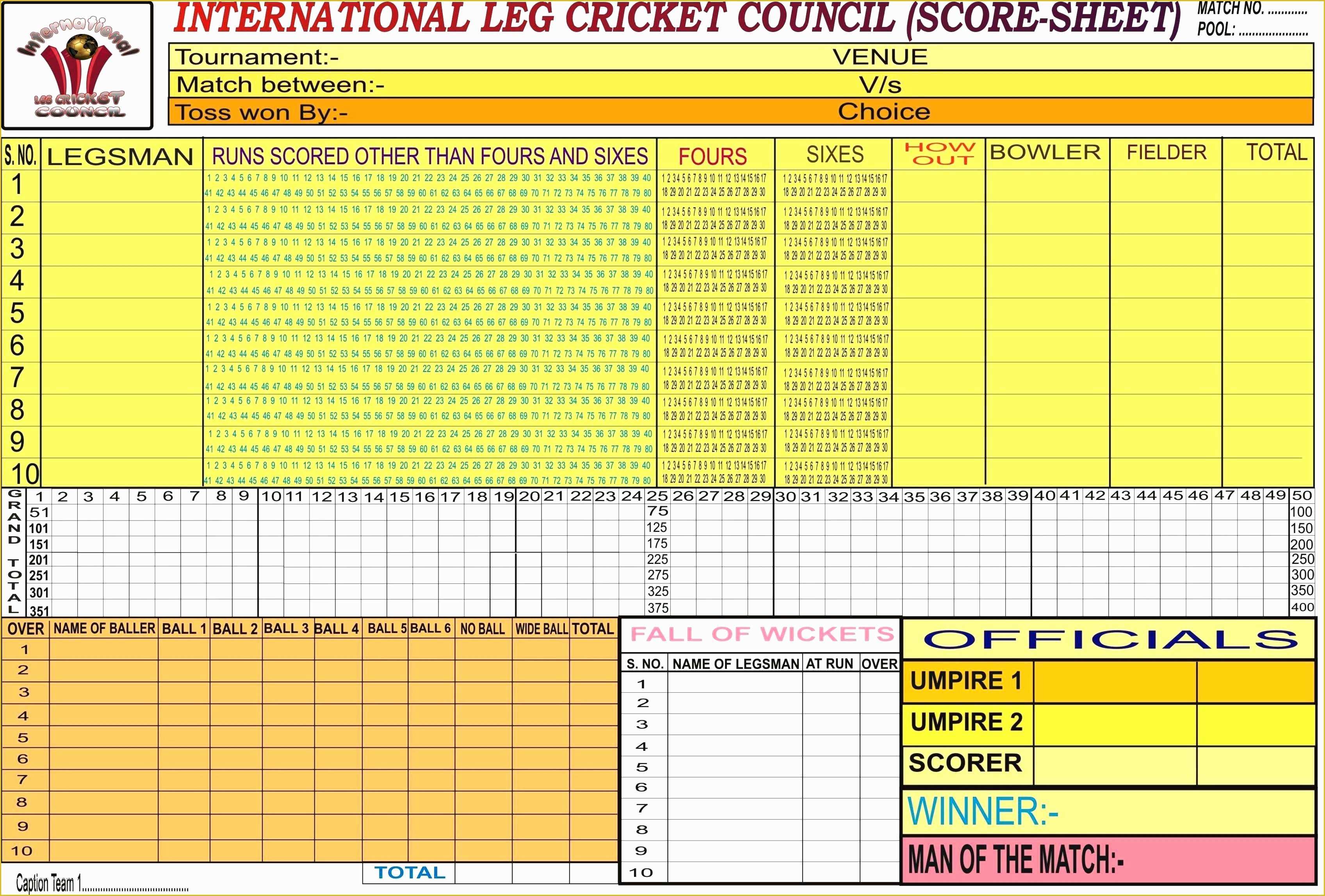 Scorecard Excel Template Free Of Printable Baseball Scorecard Template