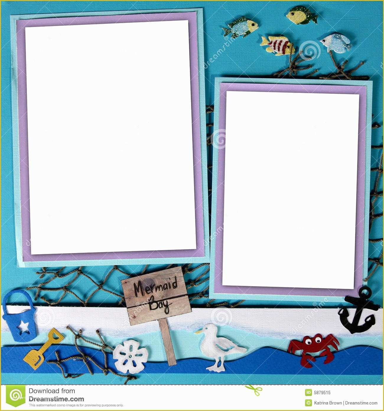 Scrapbook Online Free Templates Of Mermaid theme Digital Scrapbooking Page 12 X 12 Royalty