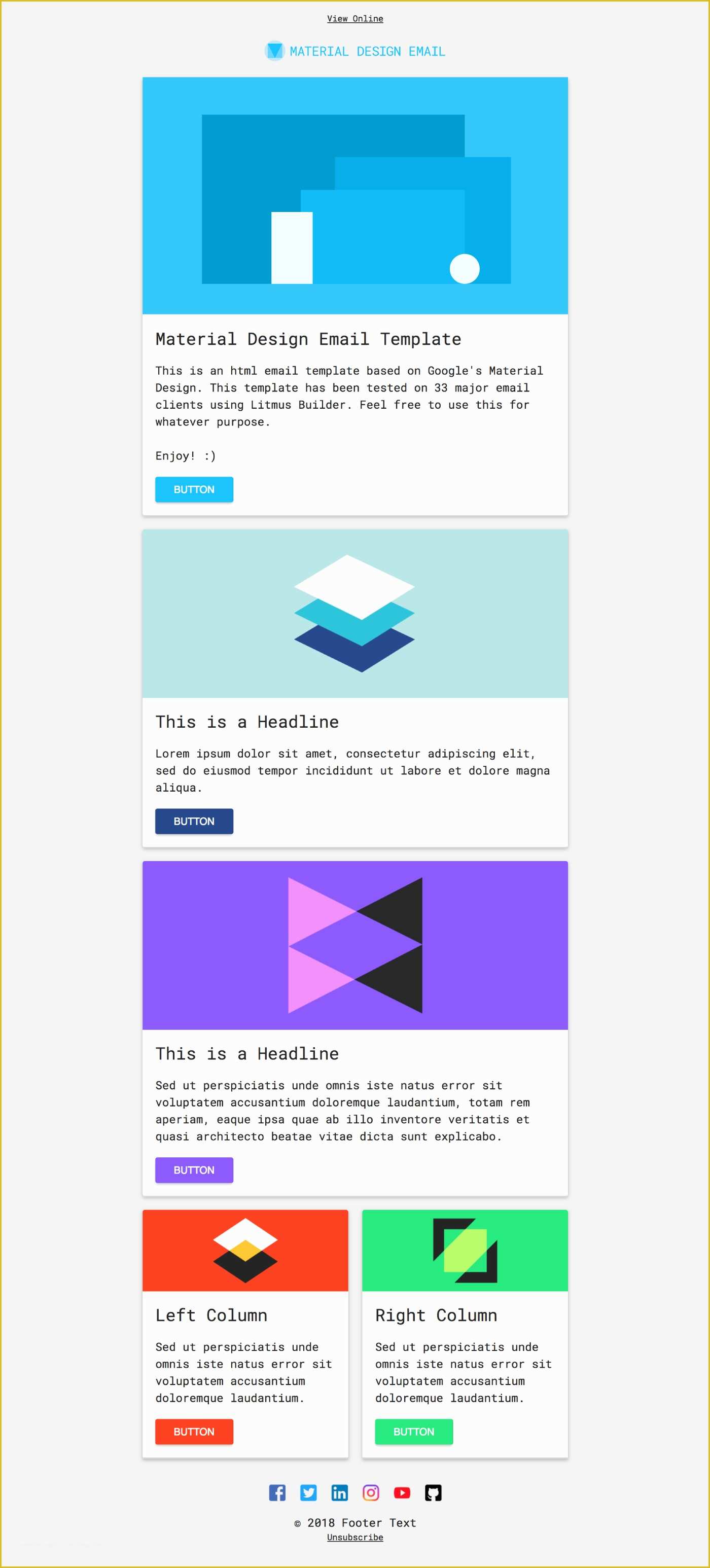 Simple Email Template HTML Free Of Free HTML Email Template Material Design On Behance