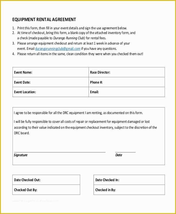 Simple Equipment Rental Agreement Template Free Of 20 Equipment Rental Agreement Templates Doc Pdf