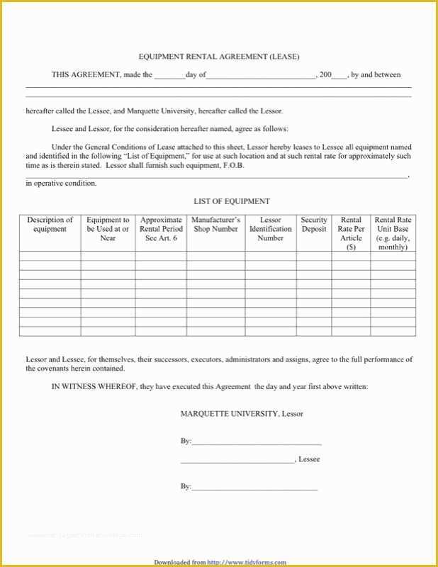 Simple Equipment Rental Agreement Template Free Of 35 Clean Heavy Equipment Rental Agreement forms Free so