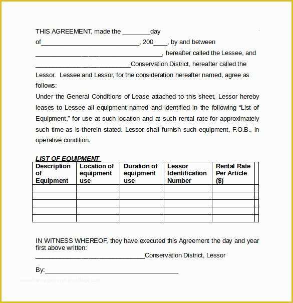 Simple Equipment Rental Agreement Template Free Of 7 Equipment Lease Agreement Templates – Samples Examples