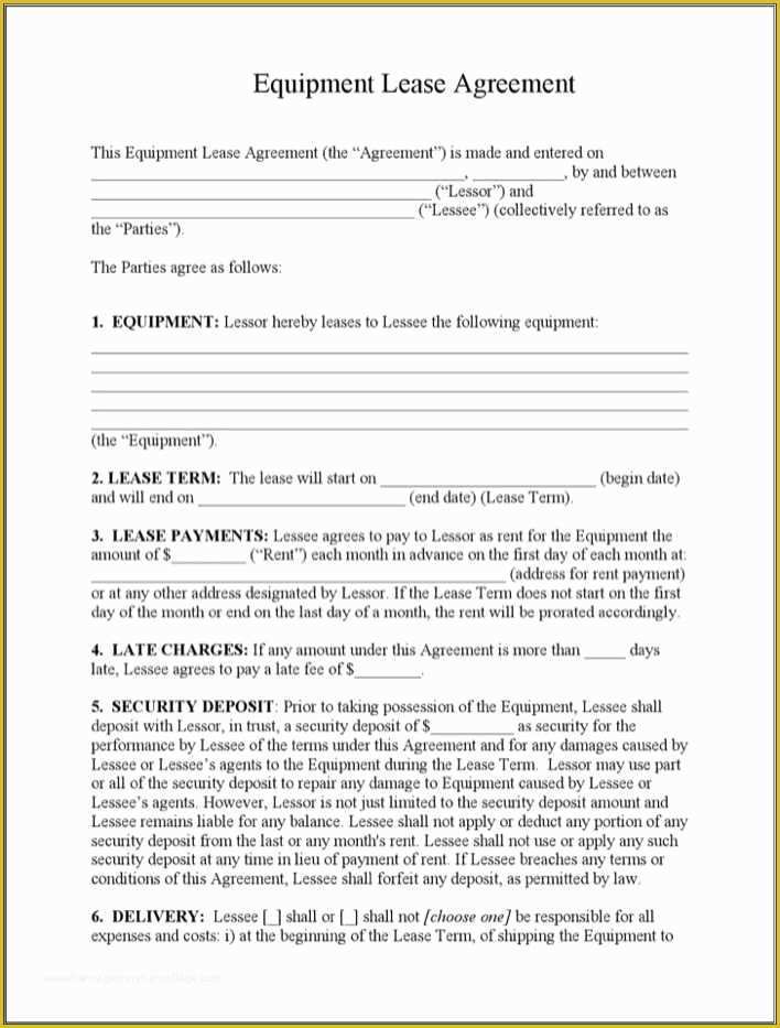 Simple Equipment Rental Agreement Template Free Of Download Example Equipment Lease Agreement Template for