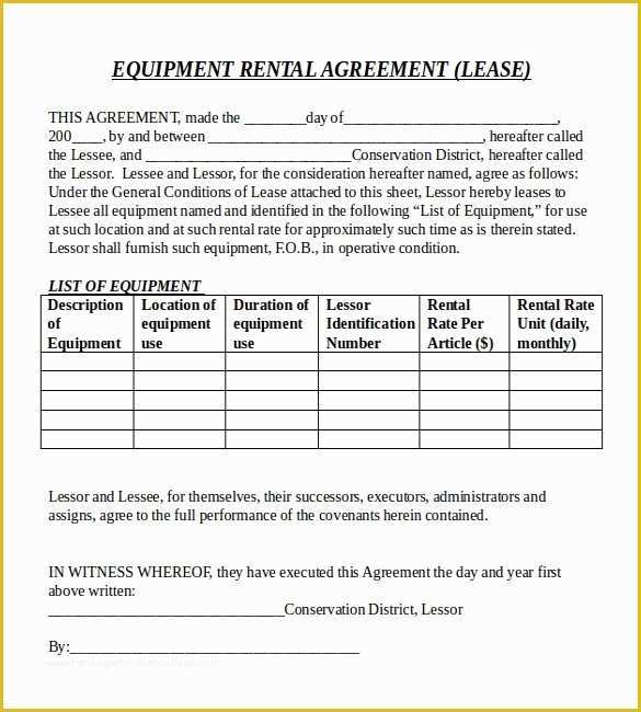 Simple Equipment Rental Agreement Template Free Of Rental Agreement Templates – 15 Free Word Pdf Documents