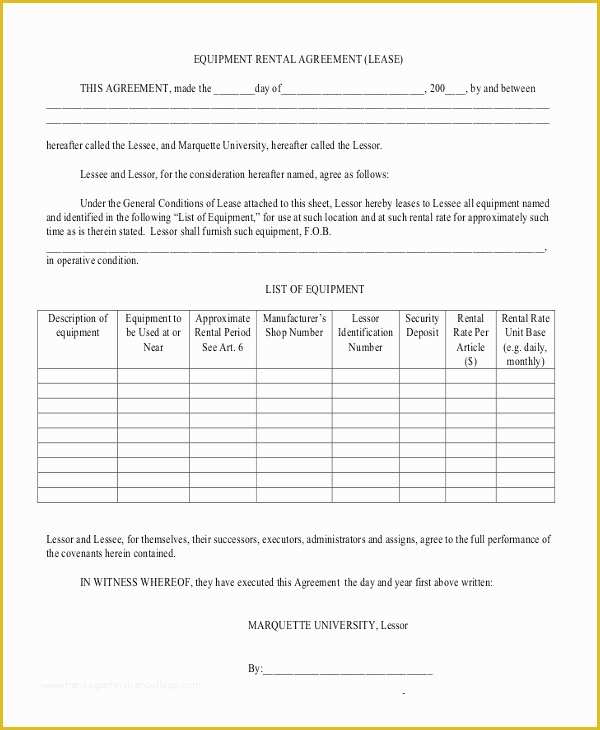 Simple Equipment Rental Agreement Template Free Of Simple Rental Agreement – 10 Free Word Pdf Documents