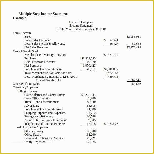 Simple Income Statement Template Free Of 13 In E Statements – Samples Examples & format