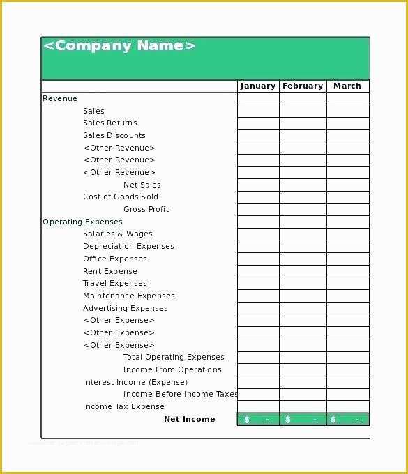 Simple Income Statement Template Free Of Excel Financial Worksheet Template