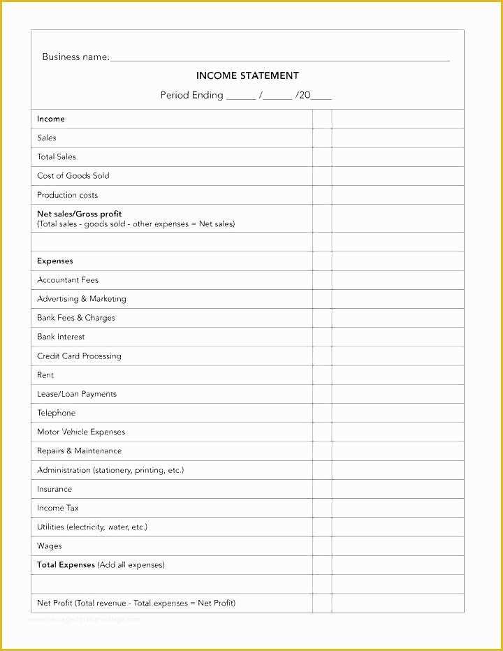 Simple Income Statement Template Free Of Free Simple Profit Loss Statement form and A Template for