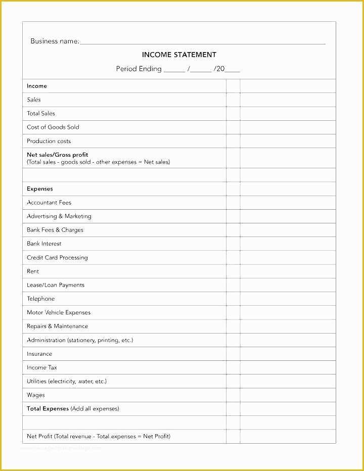 Simple Income Statement Template Free Of Free Simple Profit Loss Statement form and A Template for
