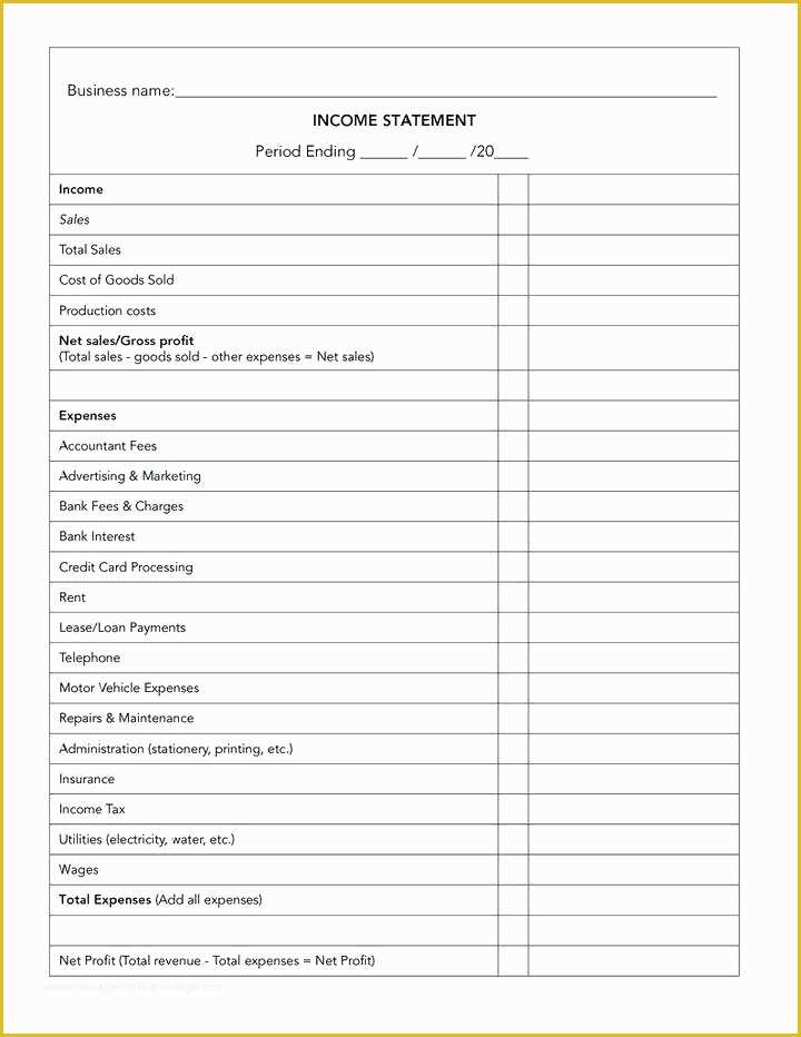 Simple Income Statement Template Free Of In E Statement Introduction Business 7 Basic Profit and