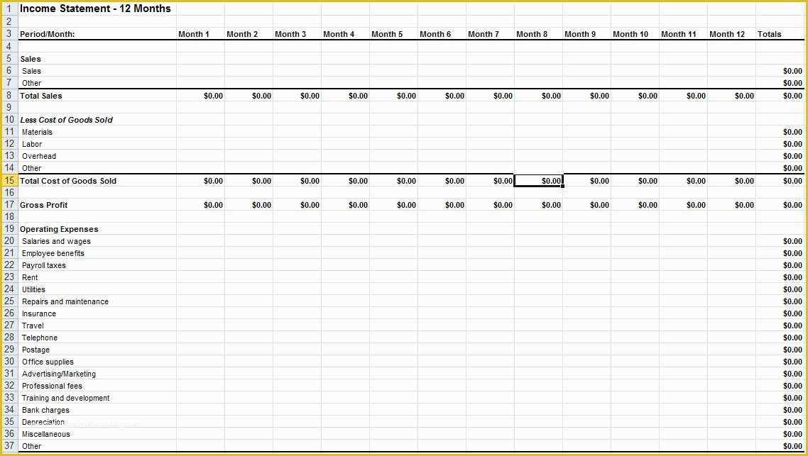 Simple Income Statement Template Free Of In E Statement Template for Excel