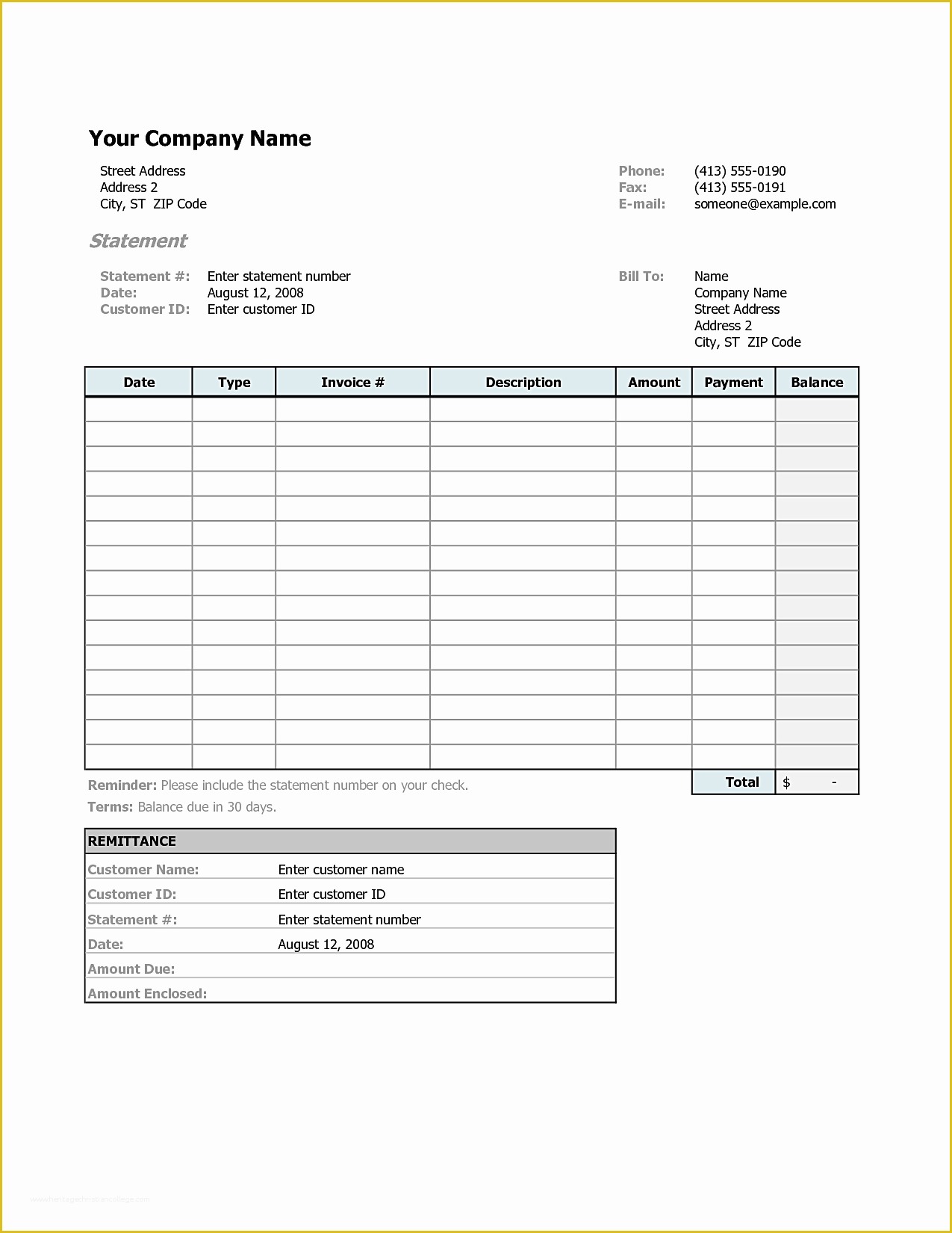 Simple Income Statement Template Free Of Invoice Statement Template Residers Info Free Printable