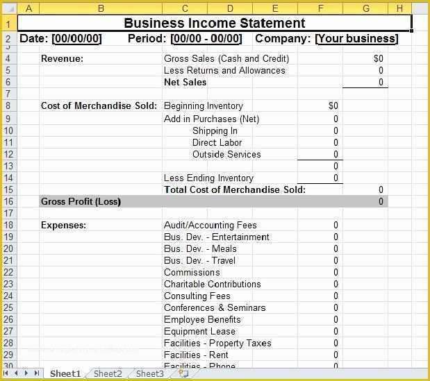 Simple Income Statement Template Free Of Simple Business In E Statement Template