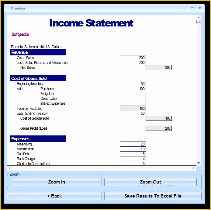 Simple Income Statement Template Free Of Simple In E Statement