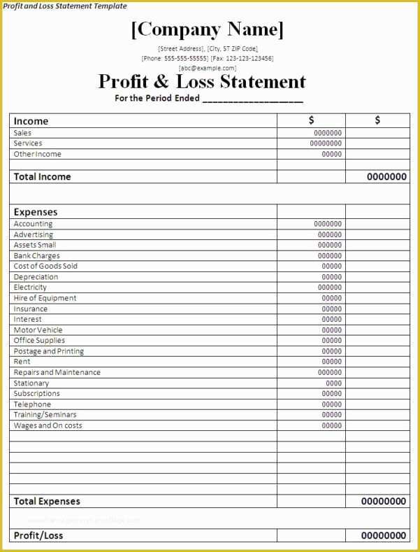 Simple Income Statement Template Free Of Simple In E Statement Template In E Spreadsheet In E