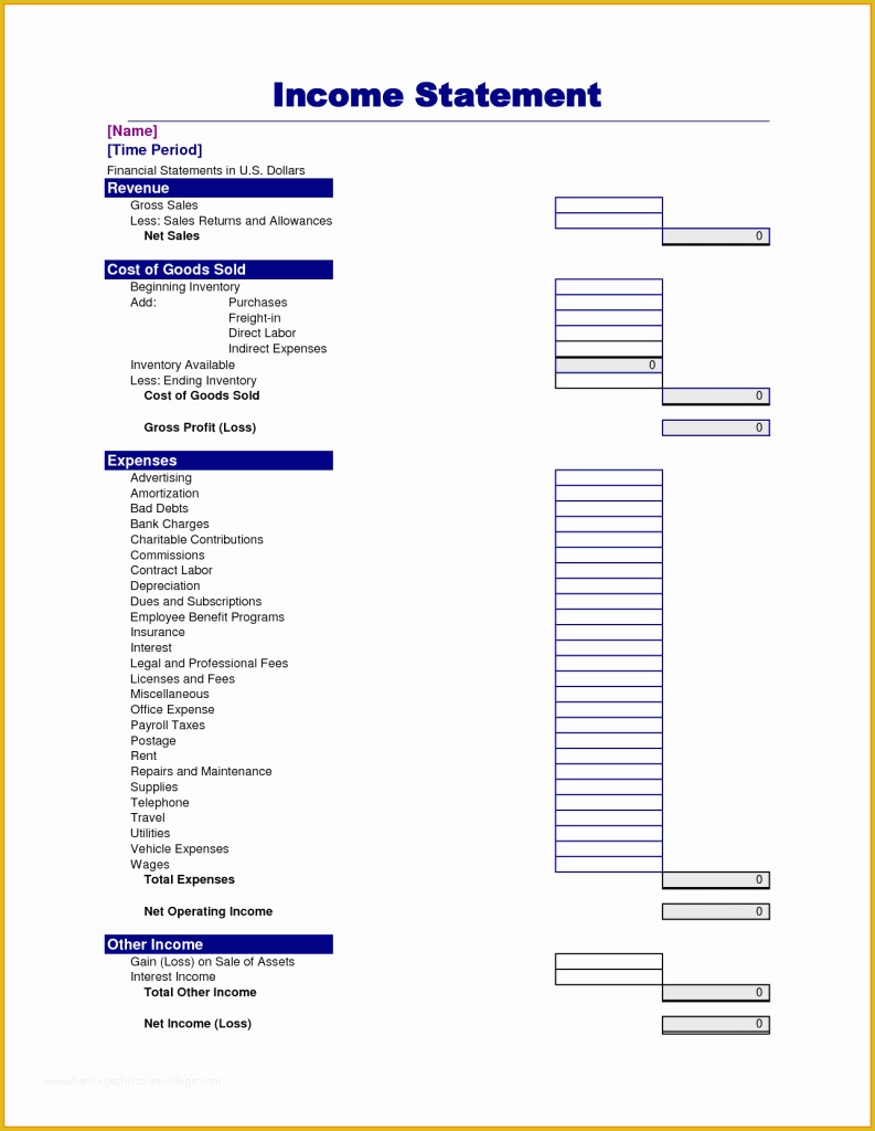 Simple Income Statement Template Free Of Simple Profit and Loss Statement Personal In E Statement