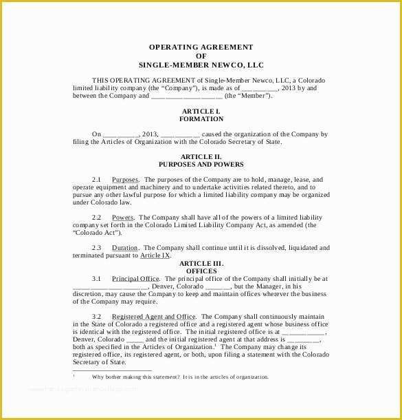 Single Member Llc Operating Agreement Template Free Of 13 Operating Agreement Templates – Sample Example