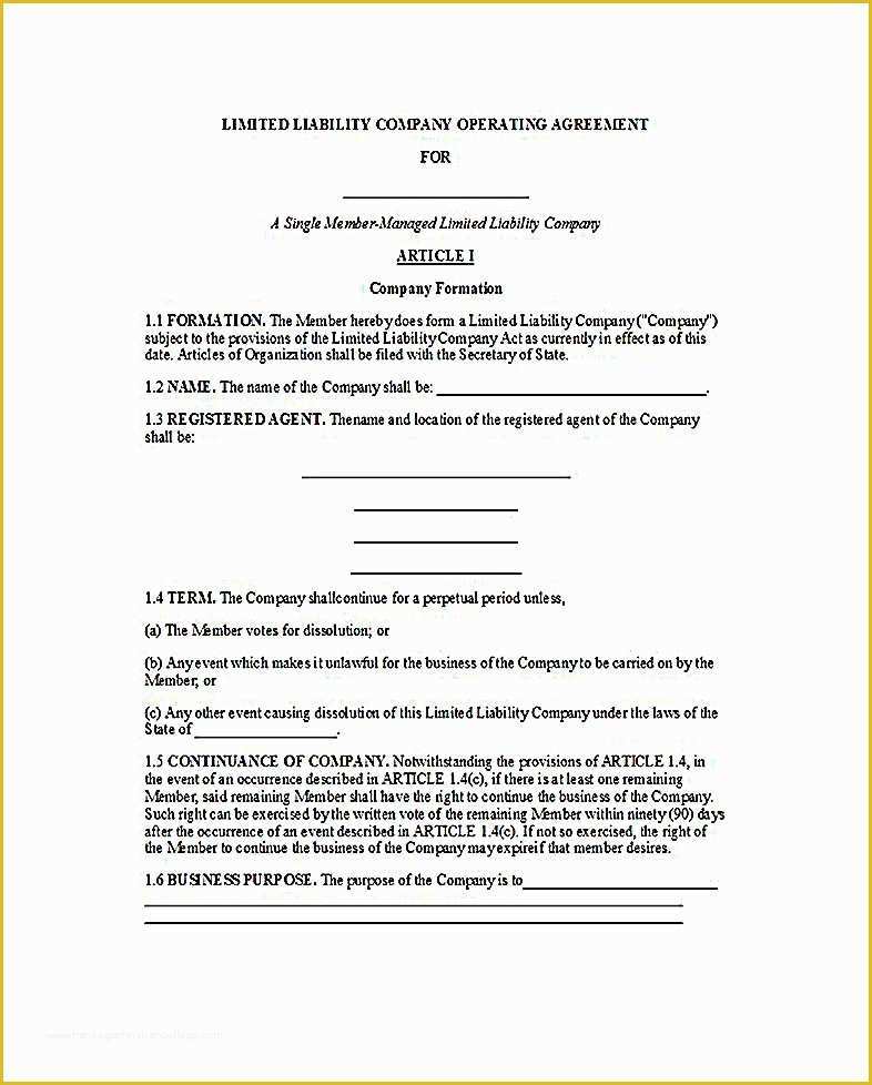 Single Member Llc Operating Agreement Template Free Of 23 Llc Operating Agreement Template