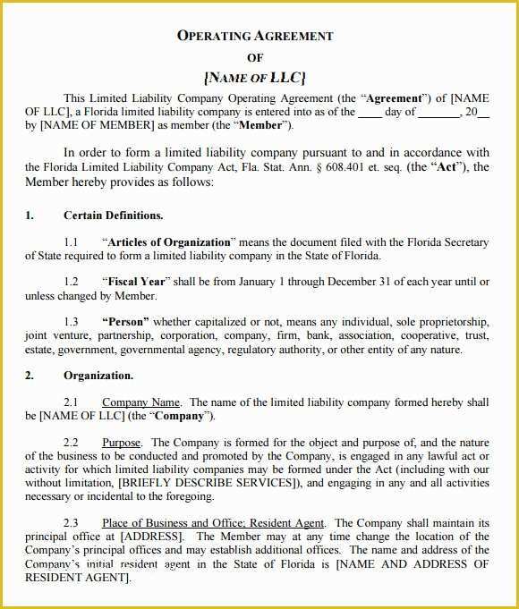 Single Member Llc Operating Agreement Template Free Of 9 Sample Llc Operating Agreement Templates to Download