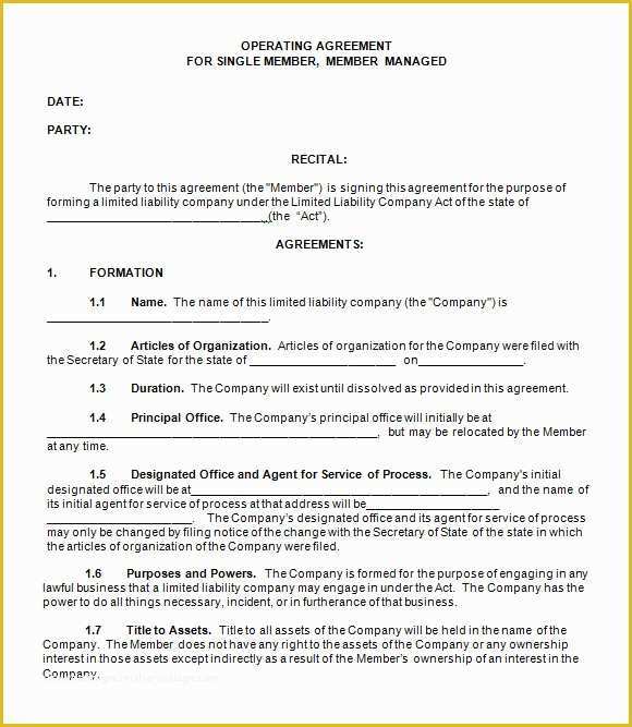 Single Member Llc Operating Agreement Template Free Of 9 Sample Llc Operating Agreement Templates to Download