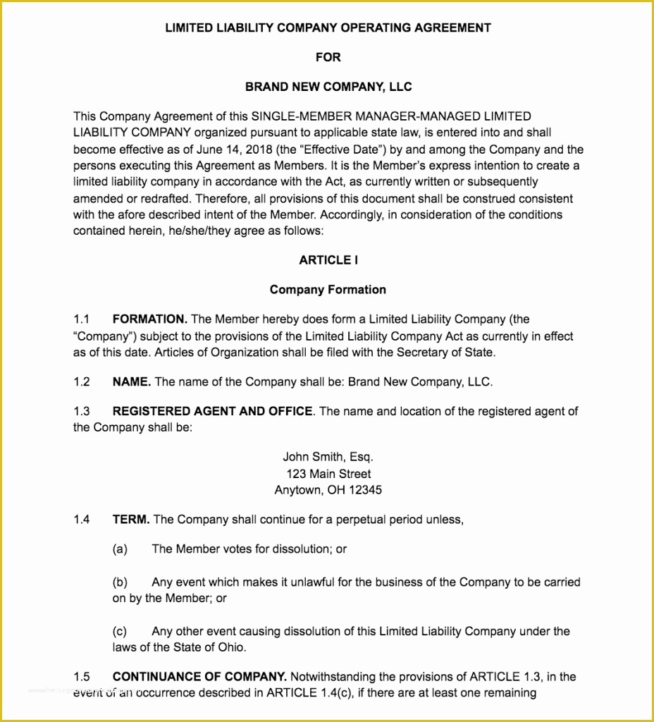 Single Member Llc Operating Agreement Template Free Of How to Create An Llc Operating Agreement [ Free Templates]