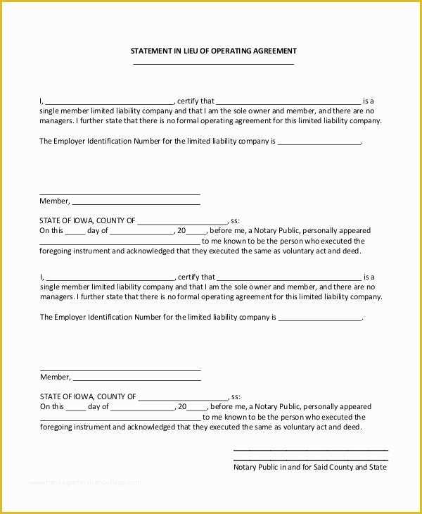 Single Member Llc Operating Agreement Template Free Of Llc Operating Agreement Single Member