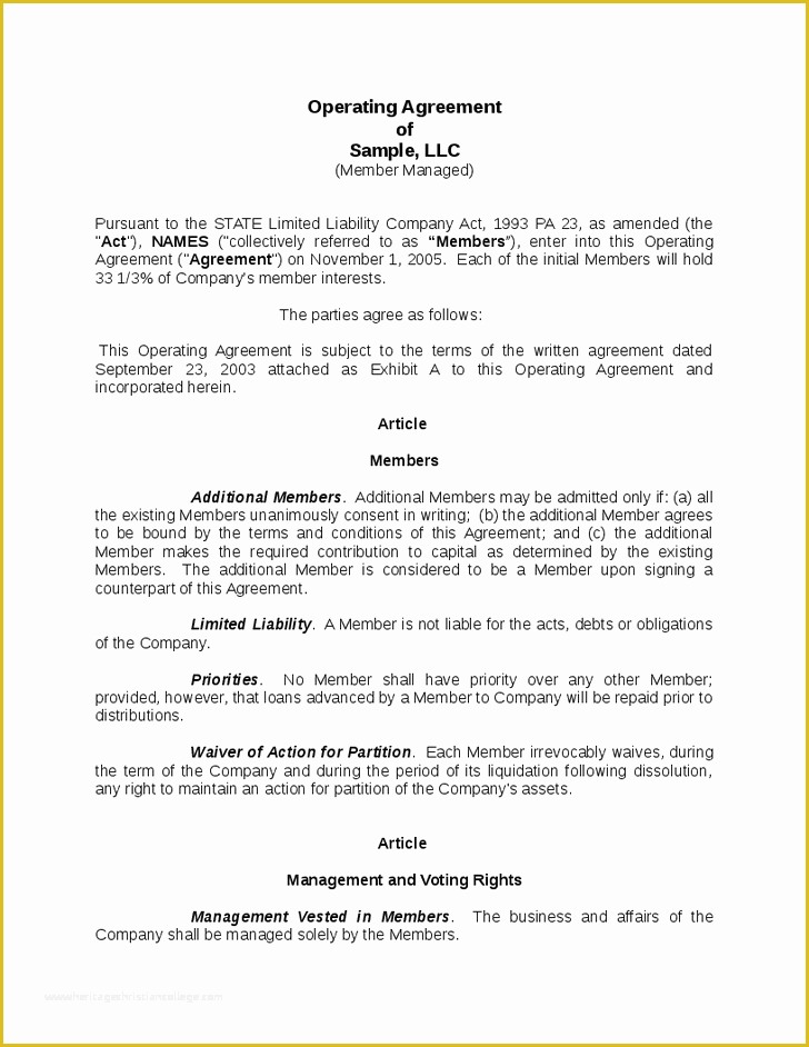 Single Member Llc Operating Agreement Template Free Of Llc Operating Agreement Template