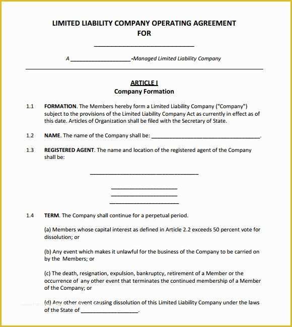 Single Member Llc Operating Agreement Template Free Of Operating Agreement Template