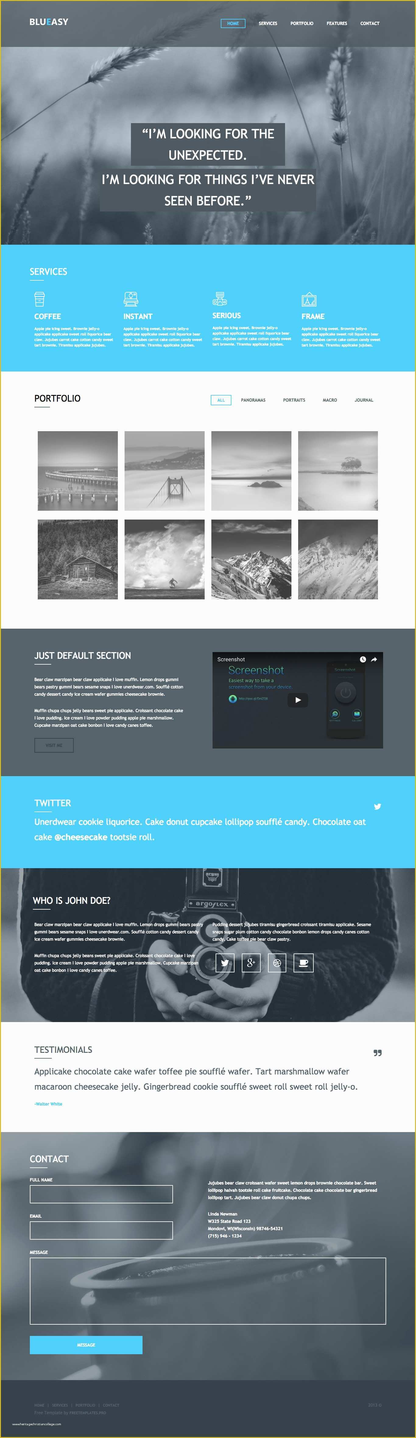 Single Page Portfolio Template Free Download Of Blueasy – Free E Page Portfolio Template