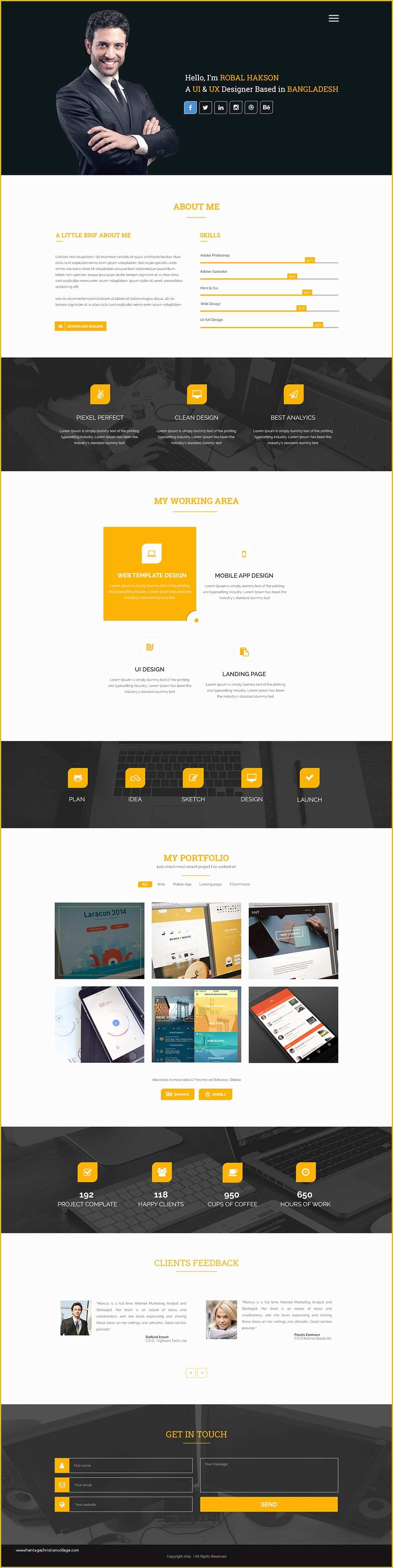 Single Page Portfolio Template Free Download Of Clean E Page Corporate Portfolio Website Template Free