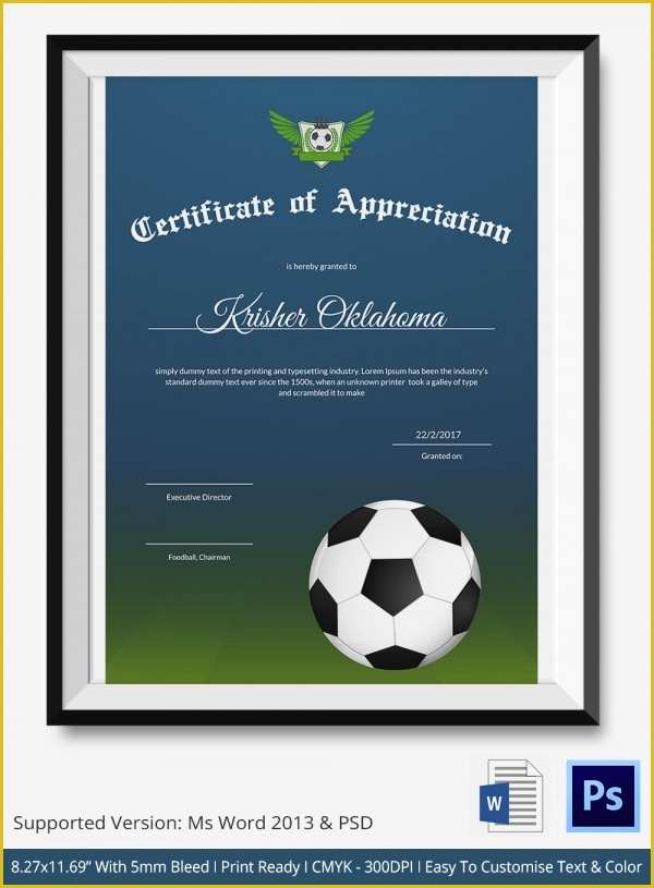 Soccer Award Certificate Templates Free Of 10 Football Certificate Templates Free Word Pdf