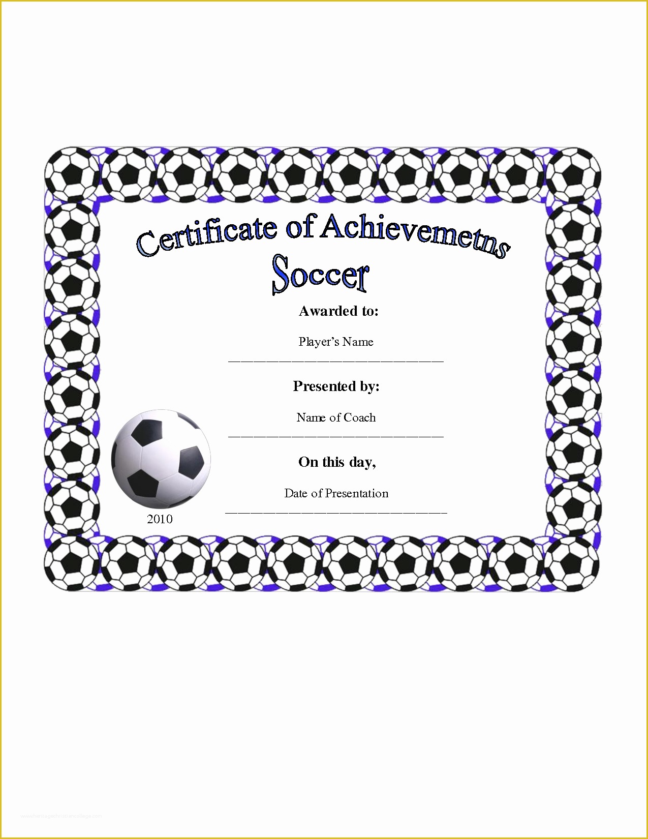 Soccer Award Certificate Templates Free Of 7 Best Of Free Printable soccer Certificate