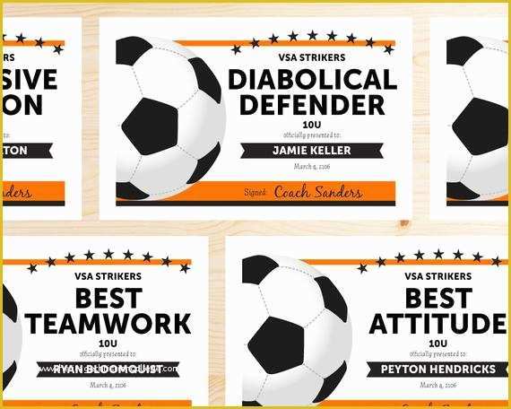 Soccer Award Certificate Templates Free Of Editable soccer Award Certificates Instant Download
