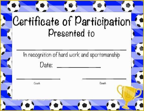 Soccer Award Certificate Templates Free Of soccer Certificate Of Participation soccer by