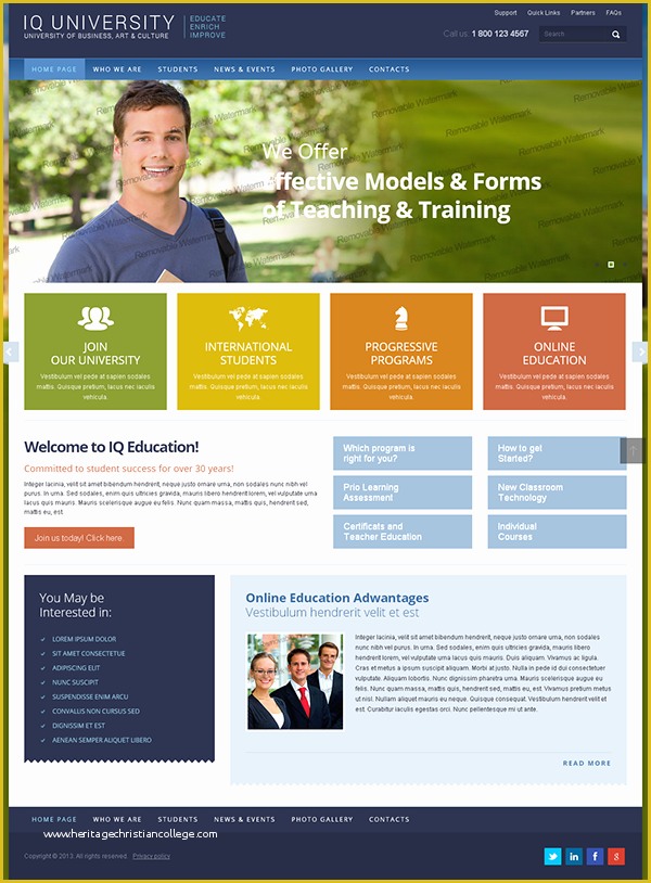 Society Website Templates Free Download Of Iq University Business Bootstrap HTML Template On Behance