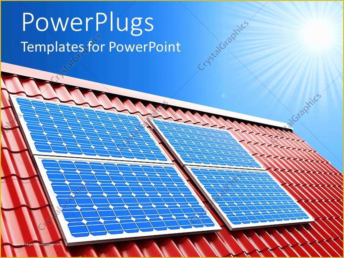 Solar Panel Website Template Free Of Powerpoint Template Blue solar Panels On Red Roof On A