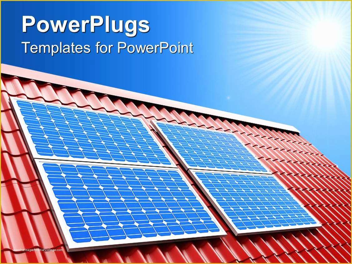 Solar Panel Website Template Free Of Powerpoint Template Blue solar Panels On Red Roof On A