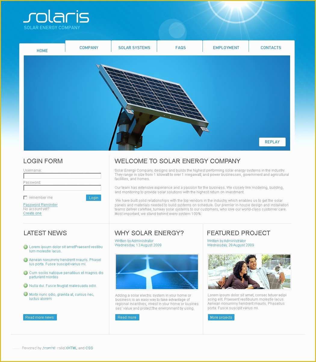 Solar Panel Website Template Free Of solar Energy Joomla Template