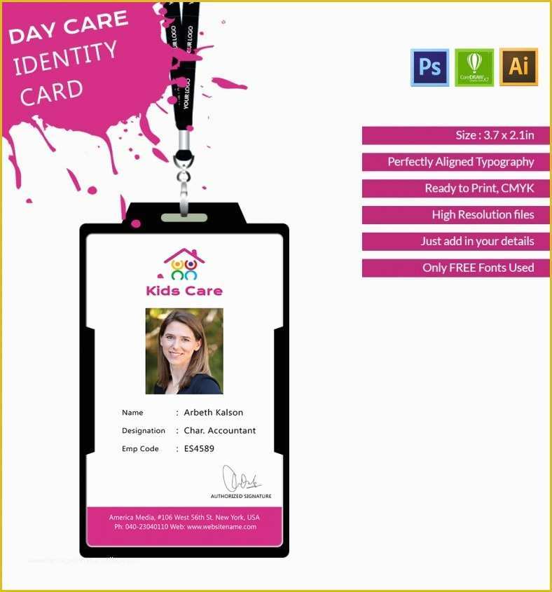 Staff Id Card Template Free Of Fabulous Day Care Identity Card Template