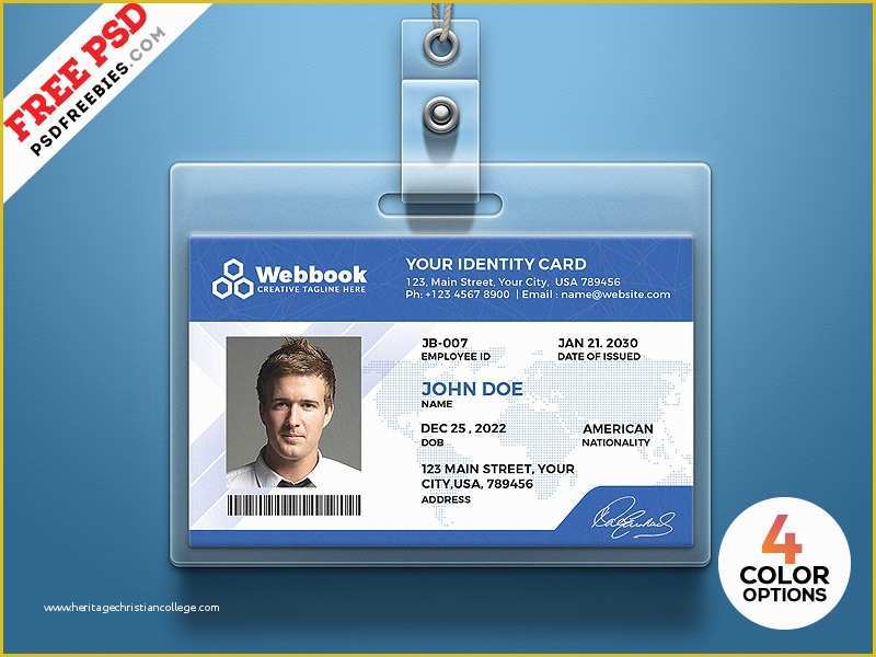 Staff Id Card Template Free Of Free Id Card Template Psd Set