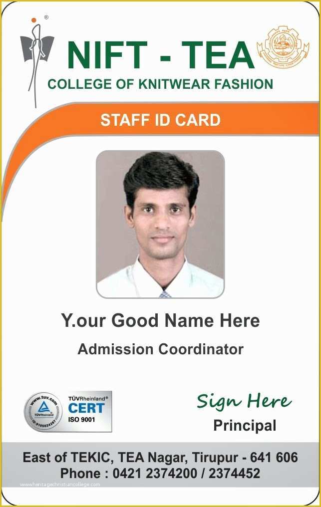 Staff Id Card Template Free Of Id Card Coimbatore Ph College Student