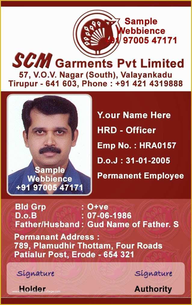 Staff Id Card Template Free Of Id Card Coimbatore Ph form 25c Based Id