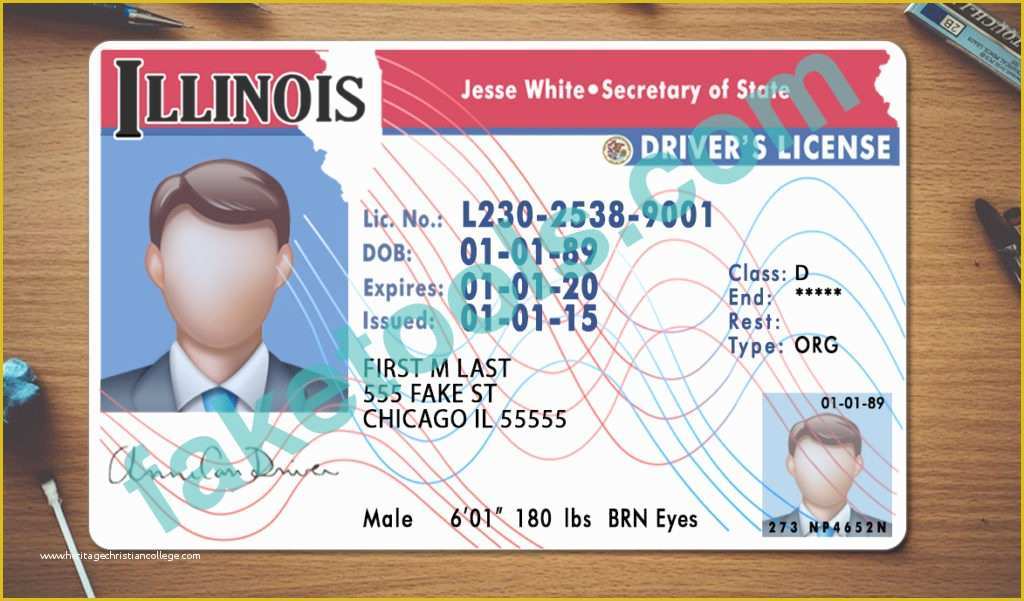 State Id Templates Download Free Of Illinois Driver License Psd