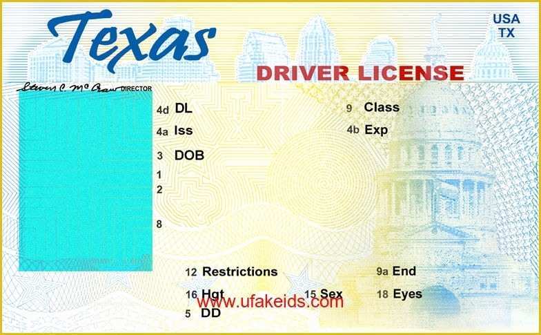 Texas Drivers License Template