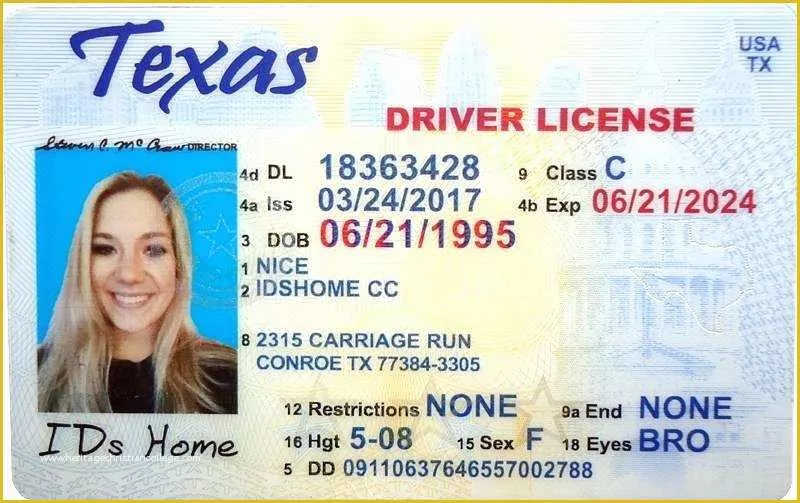 texas drivers license template free download