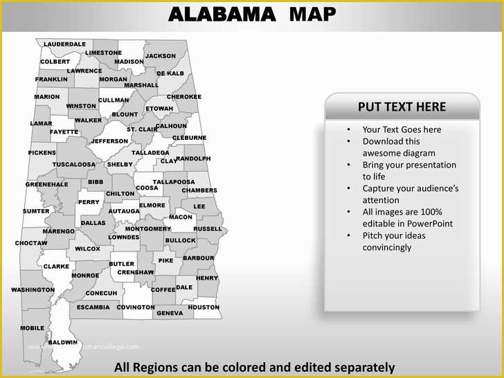 State Id Templates Download Free Of Usa Alabama State Powerpoint County Editable Ppt Maps and